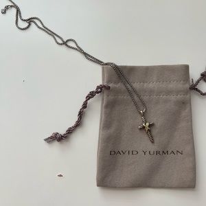 David Yurman Silver x Gold Cross Necklace